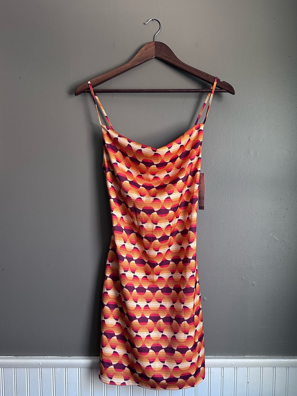 Urban Outfitters Mallory Mini Slip Dress Orange Mod Silky Dress Size X-Small